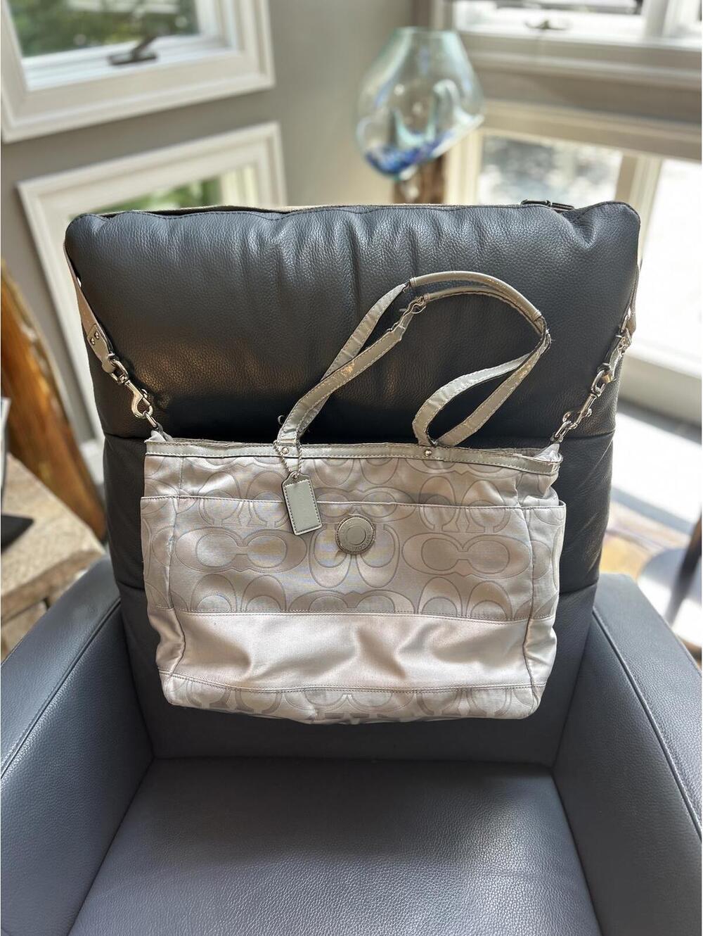 Coach Signature Silver Shoulder diaper Bag